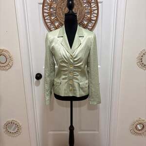 Vintage Vertigo Paris Mint Green Ruched Front Blazer